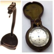 A Vintage Pocket Barometer, compensated for temperature, Callaghan & Co of London, in original case,