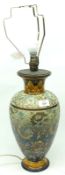 A Doulton & Slaters Patent Vase, decorated with floral design with later conversation to table lamp,