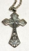 A hallmarked Silver Celtic style pierced Cross on hallmarked Silver Belcher link and Neck Chain