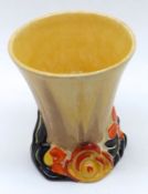 A Clarice Cliff “My Garden” Small Trumpet Vase, with lemon and ochre Delicia type streaked body