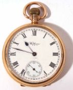 A 2nd quarter of the 20th Century hallmarked 9ct Gold Cased Open Face Pocket Watch, button wind,