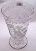 A 19th Century large Glass Goblet, the tapering circular bowl raised on a single knopped stem and
