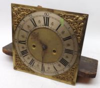 A late 18th Century Longcase Clock Dial and Movement, the square brass dial applied at the corners