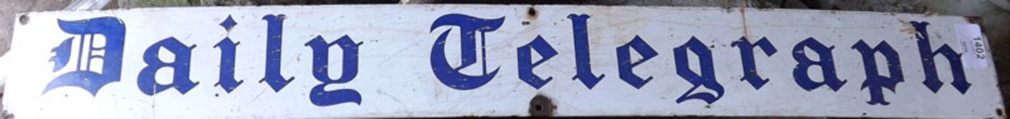 A small Rectangular Enamel Sign, Daily Telegraph, blue letters on a white background, 38” long