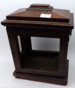 A Mahogany Bracket Clock Case, the overhanging cornice with moulded surround and facetted pediment