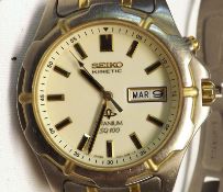 A Gents 3rd quarter of the 20th Century Seiko Kinetic Titanium SQ100 Wristwatch with black and