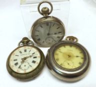 A Mixed Lot comprising: two various Base Metal Cased Open Face Keyless Pocket Watches, one