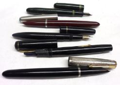 A collection of five Vintage Fountain Pens including two by Parker, Conway Stewart, Blackbird and