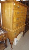 A good quality reproduction Walnut Chest on Stand, in the 18th Century style, the moulded cornice to