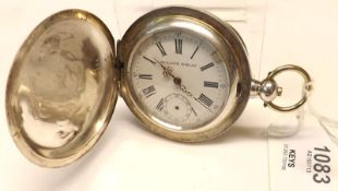 A last quarter of the 19th Century Continental White Metal Cased Key-wind Hunter Pocket Watch (½
