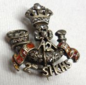 An interesting white metal enamelled and Diamond mounted British Indian Army Dress Brooch “2nd