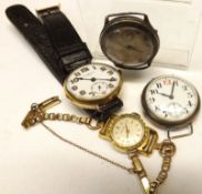 A Mixed Lot comprising: a Gents Vintage 9ct Gold Cased Wristwatch, the jewelled movement