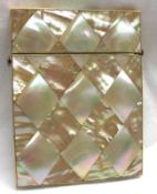 A late 19th Century Mother-of-Pearl Card Case, of rectangular shape, the hinged cover with sprung