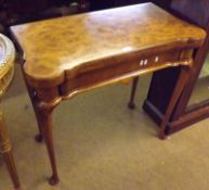 A good quality Arthur Brett & Co reproduction Walnut and Burr Walnut Veneered Folding Card Table