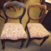 A set of seven Victorian Mahogany Balloon Back Dining Chairs, of typical form, with floral