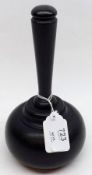 A large Turned Ebony Gavel with white metal centre to base with italic initials, 7 ½” high