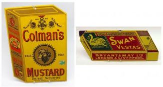 A reproduction Colman’s Mustard Enamel Advertising Sign; and a further Swan Vesta Enamel Advertising