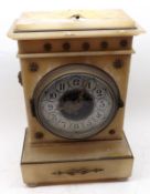 A French Alabaster Timepiece, Farcot, circular blue enamelled dial with Arabic numerals and