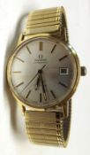 A 3rd quarter of the 20th Century Gents Omega Gold Plated Wristwatch with gold batons to a