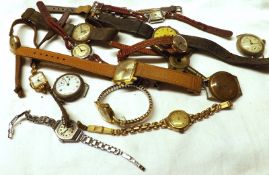 A packet of assorted early 20th Century and later Gents and Ladies Wristwatches and parts, (