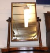 A Victorian Dressing Table Mirror, the mirror raised on two side pillars to a rosewood veneered
