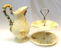 A Clarice Cliff “Celtic Harvest” large Ewer, with typical fruit/floral moulded handle and spout,