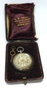 A last quarter of the 19th Century Silver Cased Open Face Fob Watch, key wind, unsigned lever