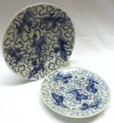 A collection of Kangzsai Wares, all painted in underglaze blue with temple dogs and scrolls etc,