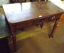A Victorian Mahogany Folding Tea Table, fitted with single frieze drawer, raised on four ring turned