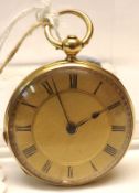 A last quarter of the 19th Century 18ct Gold Open Face Fob Watch, the lever movement un-inscribed,
