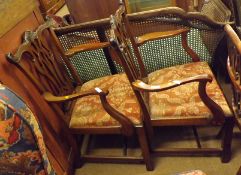 A pair of late 18th/early 19th Century Mahogany Carver Chairs, the pierced splat backs to swept