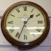 A Mahogany Cased Wall Dial Timepiece,Signed Dent to dial, 4 Royal Exchange, London, and No 47801,