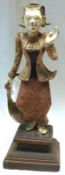 An unusual painted Tang type Chinese Treen figure of a dancing figure in early 20th Century costume,