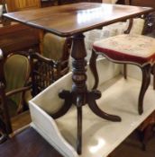 A 19th Century Mahogany Pedestal Table, the square two plank top to a heavy turned column and a