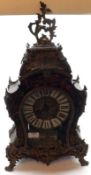 A late 19th Century French Boulle large Mantel Clock, quarter striking movement on bell, marked “H P
