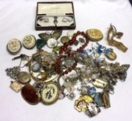 A bag of assorted Victorian and later Jewellery, including four Carved Ivory Brooches; a good