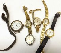A Mixed Lot of five assorted Ladies Wristwatches (one lacking bracelet, one with broken bracelet);