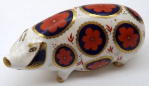 A Royal Crown Derby Paperweight modelled as a pig, 5” long