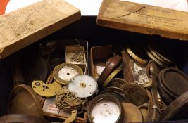 A box of assorted Watchmaker’s Findings and part Watch Cases, Movements etc (qty)