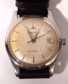 A Gents Vintage Jaeger-LeCoultre Wristwatch, stainless steel case, silver batons to a silvered dial,