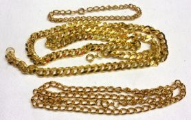 A Mixed Lot: two Gold Plated Neck Chains and a Gold Plated Bracelet (3)