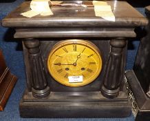 An early 20th Century Black Marble Mantel Clock, W Johnson, 54 Threadneedle Street, Royal