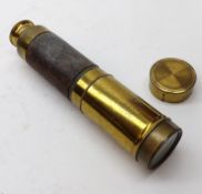 A Vintage Three Draw Telescope with leather mount, 8” long