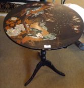A 19th Century European small Pedestal Table, the round top inlaid with Shibayama type design,
