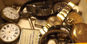 A box of assorted Pocket and Wristwatches, early 20th Century and later (qty)