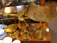 A Heavy Set of Brass Postal Balance Scales, impressed Inland Letter Post and Inland Parcels Post and