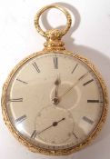 A 1st quarter of the Century 18ct Gold Case Open Face Pocket Watch, W Robinson, Liverpool, No 30767,