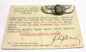 An Egyptian metal and scarab mounted Bar Brooch (see attached information)