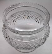 A Lead Crystal Glass Jardinière with heavily facetted rim and star-cut circular foot, 6” high