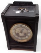 A late 19th Century Ebonised Cased Mantel Clock, William Angus, 17 Lord Street, Liverpool, strike on